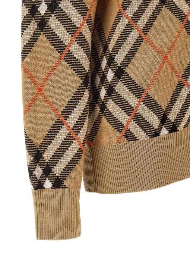 Check Wool Blend Cardigan Beige - BURBERRY - BALAAN 5