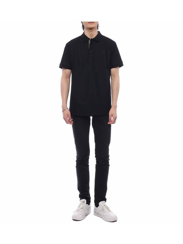 Men's Embroidered Logo Cotton Polo Shirt Black - BURBERRY - BALAAN 4