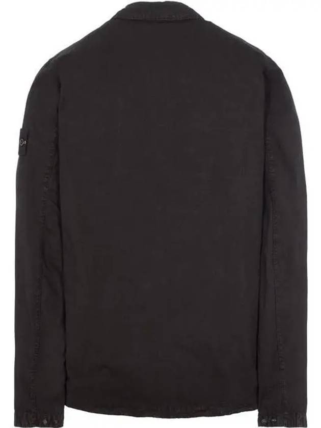 Old Treatment Garment Dyed Overshirt Jacket Black - STONE ISLAND - BALAAN 3