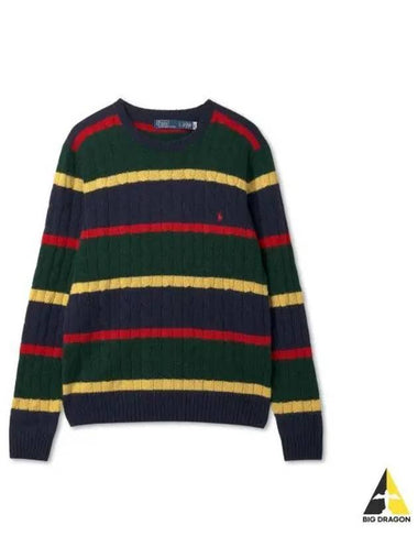 W striped cable knit wool cashmere sweater multicolor - POLO RALPH LAUREN - BALAAN 1