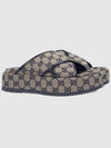 GG Platform Canvas Slippers Beige Blue - GUCCI - BALAAN 3