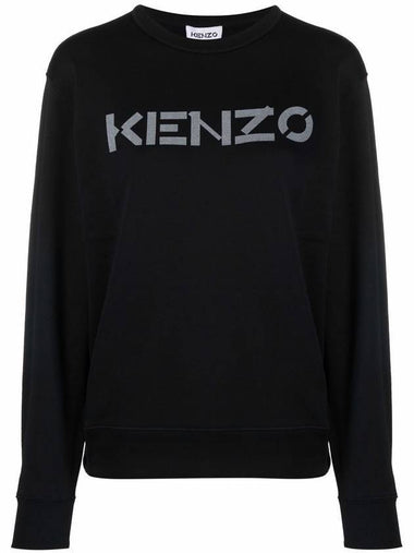 Logo Print Cotton Sweatshirt Black - KENZO - BALAAN 1