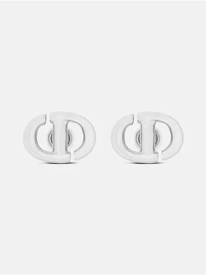 CD Navy Stud Metal Earrings Silver Finish - DIOR - BALAAN 2