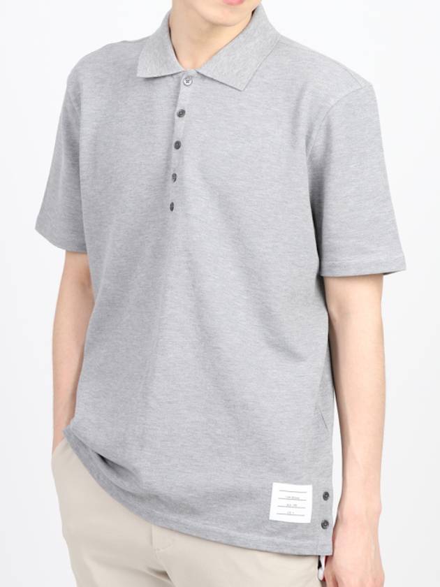 Men's Cotton Pique Center Bag Striped Short Sleeve Polo Shirt Grey - THOM BROWNE - BALAAN 2