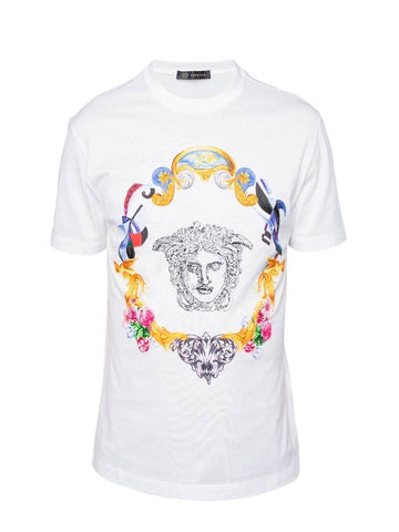 Logo Cotton Short Sleeve T-Shirt White - VERSACE - BALAAN 1