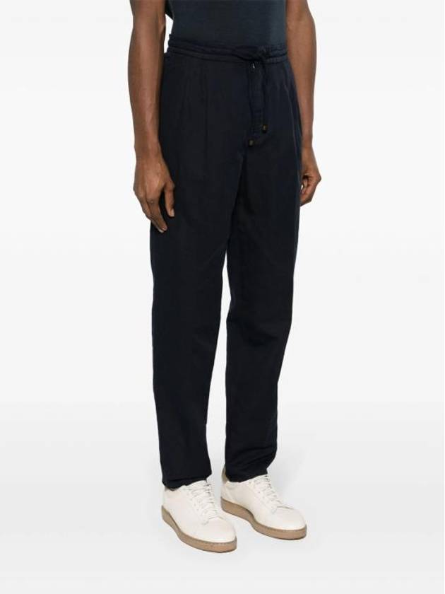 Drawstring Pleated Tapered Straight Pants Navy - BRUNELLO CUCINELLI - BALAAN 4