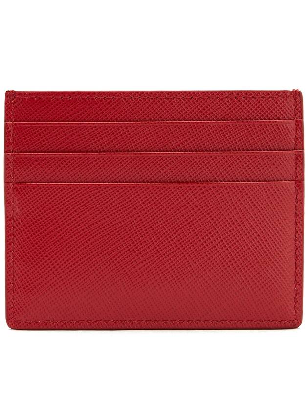 Metal Logo Saffiano Card Wallet Red - PRADA - BALAAN 3