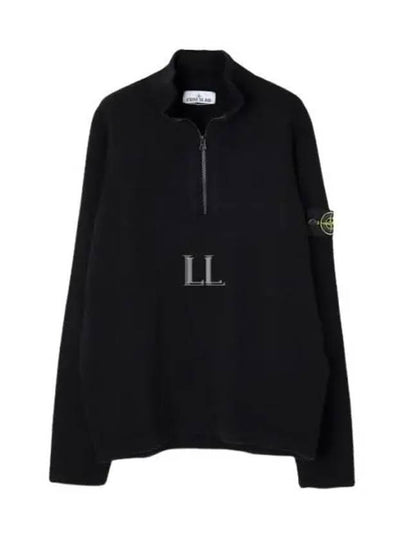 Wappen Patch Lambswool Half-Zip Knit Top Black - STONE ISLAND - BALAAN 2