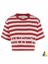 Organic Cotton Boxy Stripe Short Sleeve T-Shirt Red White - PATOU - BALAAN 2