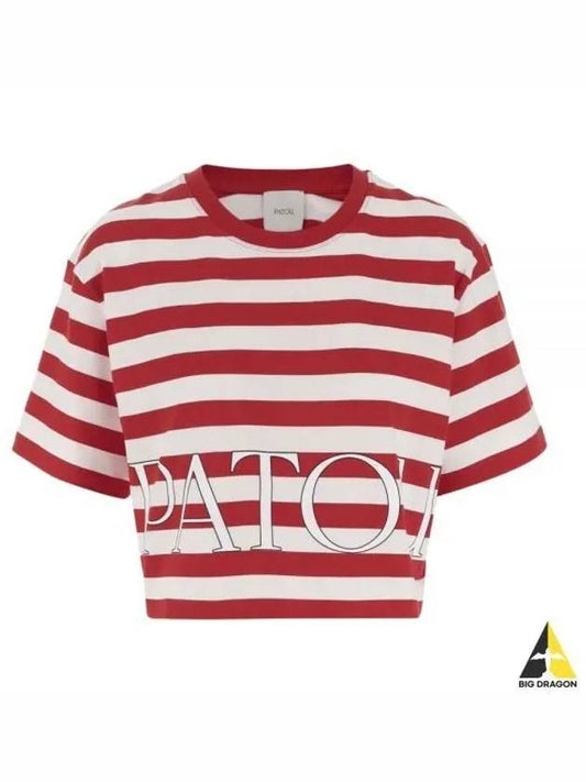 Organic Cotton Boxy Stripe Short Sleeve T-Shirt Red White - PATOU - BALAAN 2