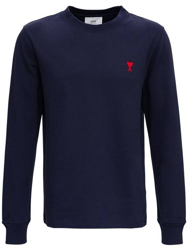 Small Heart Logo Sweatshirt Navy - AMI - BALAAN 1