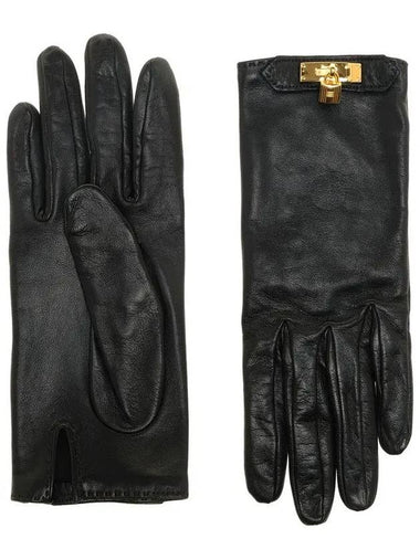 Soya Gloves Black Rose Gold 1HA0683 - HERMES - BALAAN 1