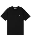 Logo Patch Short Sleeve T-Shirt Black - STONE ISLAND - BALAAN 4