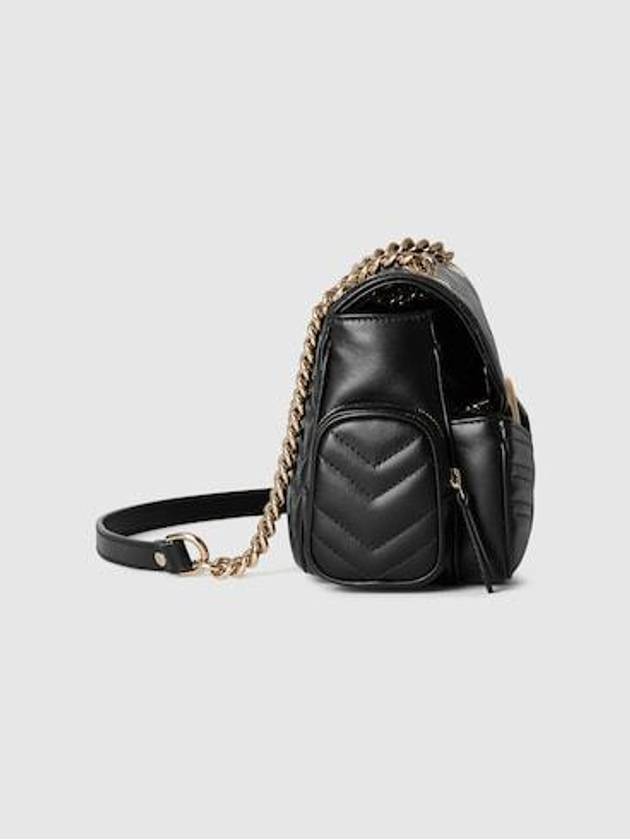 GG Marmont Small Multi Pocket Leather Shoulder Bag Black - GUCCI - BALAAN 5