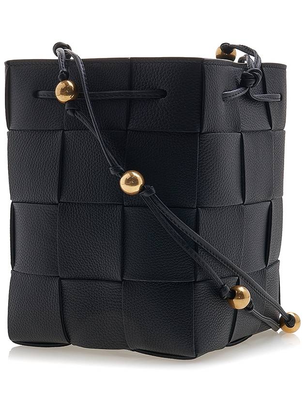 Cassette Intrecciato Leather Bucket Bag Black - BOTTEGA VENETA - BALAAN 3