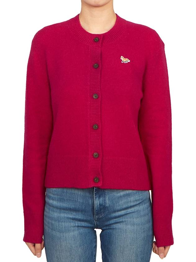 Baby Fox Patch Wool Cardigan Fuchsia - MAISON KITSUNE - BALAAN 2