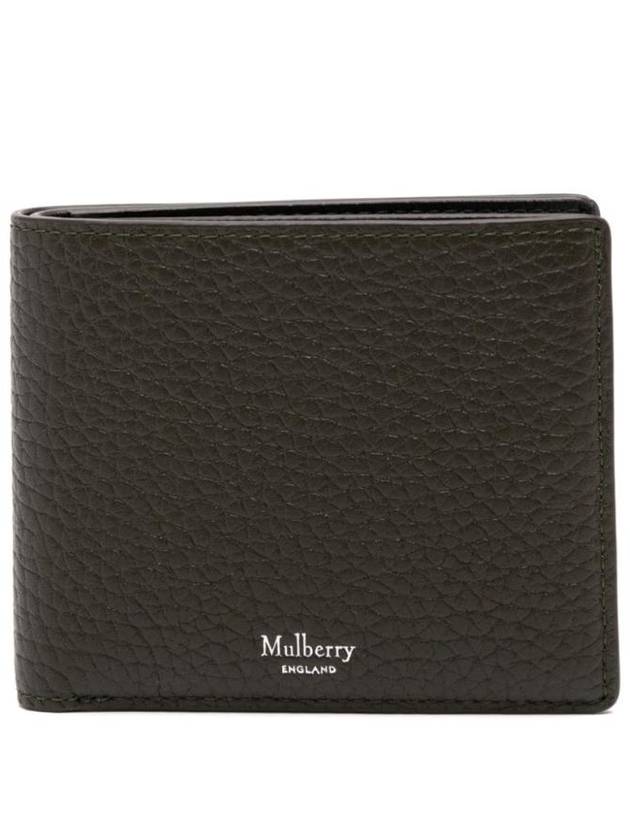 Men's Embossed Logo Calf Leather Half Wallet Dark Green - MULBERRY - BALAAN 1