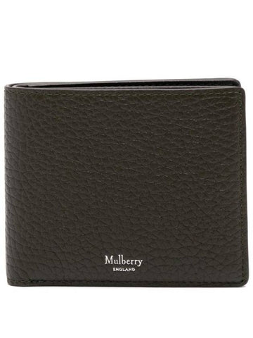 Men's Embossed Logo Calf Leather Half Wallet Dark Green - MULBERRY - BALAAN 1