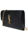 Monogram Uptown Chain Embossed Leather Long Wallet Black - SAINT LAURENT - BALAAN 3