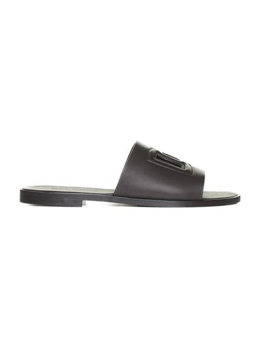 DG Logo Leather Sandals Brown - DOLCE&GABBANA - BALAAN 1