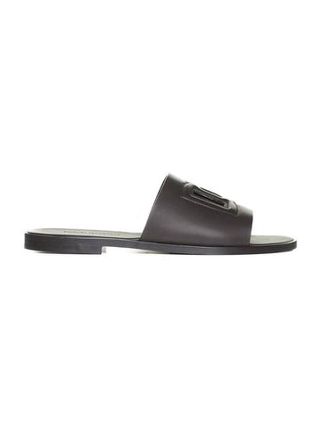 DG Logo Leather Sandals Brown - DOLCE&GABBANA - BALAAN 1