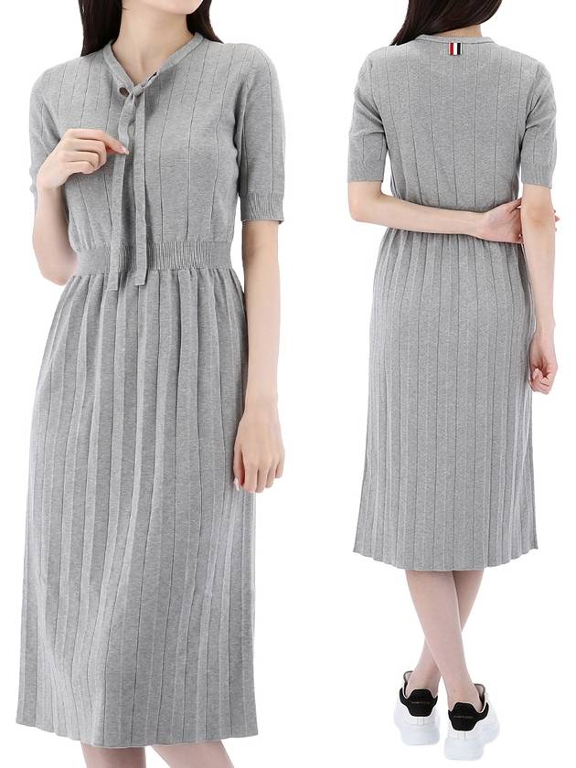 Women's Short Sleeve Midi Dress Grey - THOM BROWNE - BALAAN 2