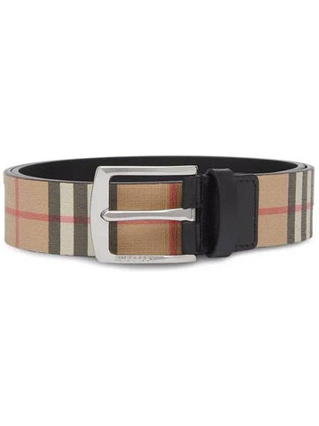 Men's Vintage Check Leather Belt Beige - BURBERRY - BALAAN 1