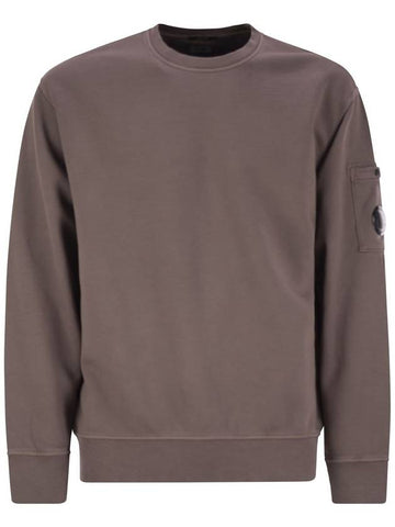 Fleece crew neck sweatshirt with diagonal lenses - CP COMPANY - BALAAN 1