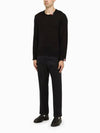 Intarsia Stitch Crew Neck Merino Wool Knit Top Navy - THOM BROWNE - BALAAN 6