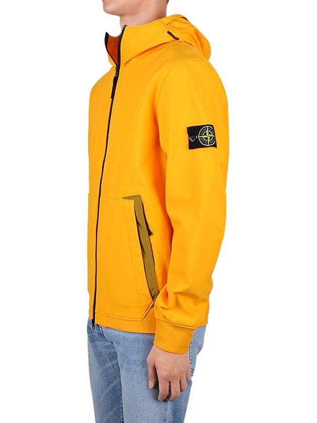 Men's Wappen Patch Softshell Hoodie Zip-up Yellow - STONE ISLAND - 5