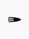 Logo Patent Leather Hair Clip Black - MIU MIU - BALAAN 2