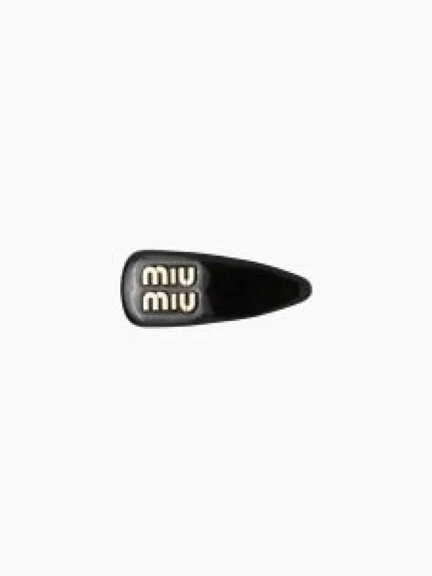 Logo Patent Leather Hair Clip Black - MIU MIU - BALAAN 2