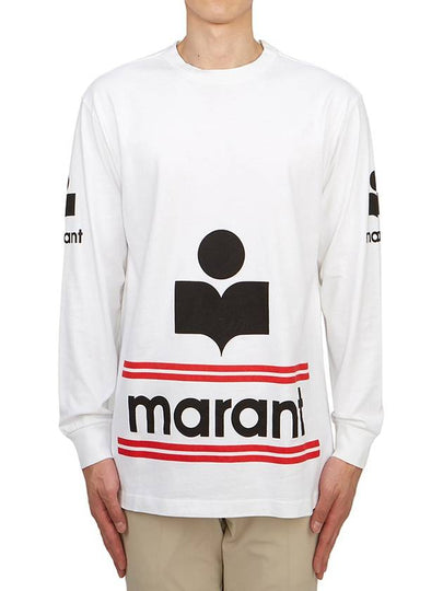 Logo Print Cotton Long Sleeve T Shirt White - ISABEL MARANT - BALAAN 2