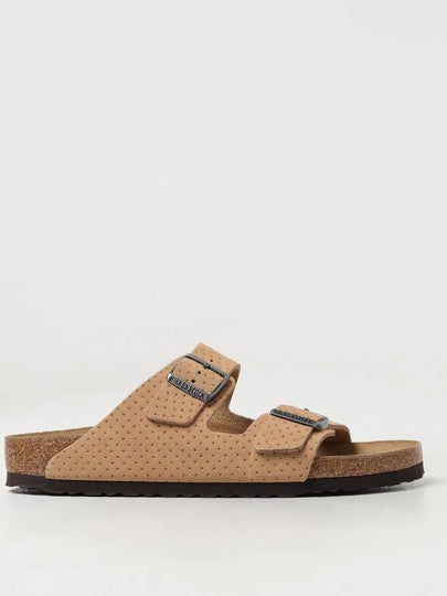 Arizona Perforated Suede Slippers Beige - BIRKENSTOCK - BALAAN 2