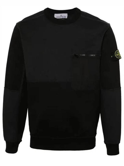 Compass Panel Zipper Pocket Cotton Sweatshirt Black - STONE ISLAND - BALAAN 2