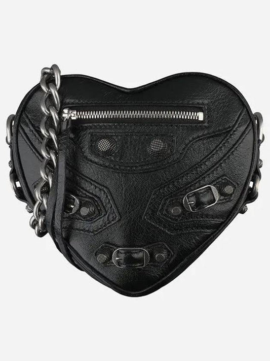 Le Cagole Heart Cross Mini Bag Black - BALENCIAGA - BALAAN 2