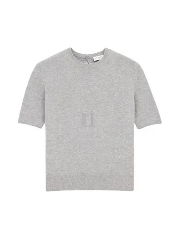 Wool Gris Chine Knit Top Grey - SAINT LAURENT - BALAAN 2