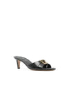 Fold Leather Medium Sandal Heels Black - FENDI - BALAAN 3