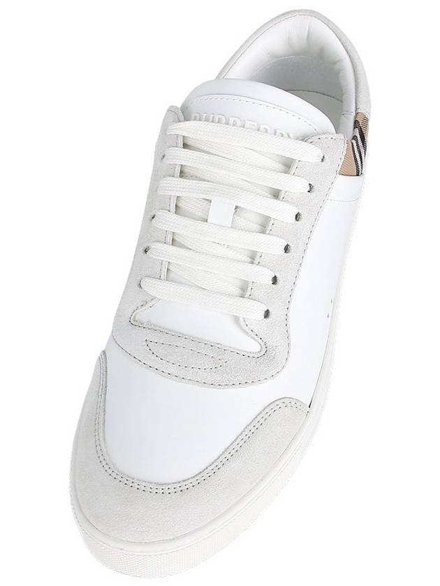 Check Leather Suede Sneakers Natural White Archive Beige - BURBERRY - BALAAN 8