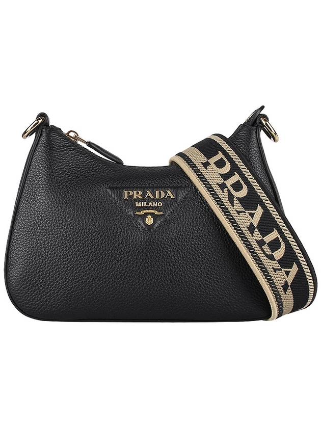 Vitello Dino Leather Shoulder Bag Black - PRADA - BALAAN 2