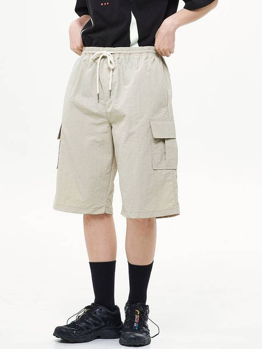 Mark Wide Nylon Half Pants BEIGE - GRAYBLVD - BALAAN 2