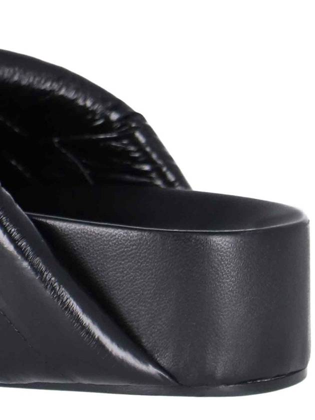 Crossover Strap Leather Slippers Black - JIL SANDER - BALAAN 5