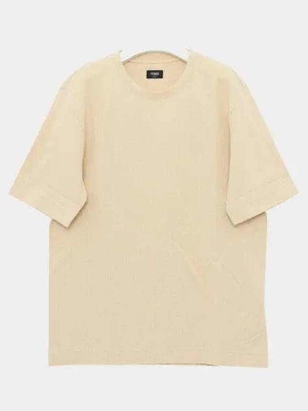 All-Over Logo Short Sleeve T-Shirt Beige - FENDI - BALAAN 2