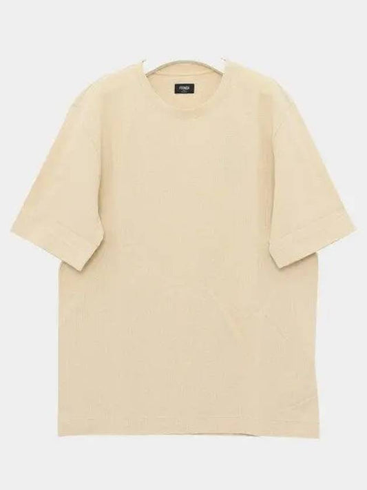 All-Over Logo Short Sleeve T-Shirt Beige - FENDI - BALAAN 2