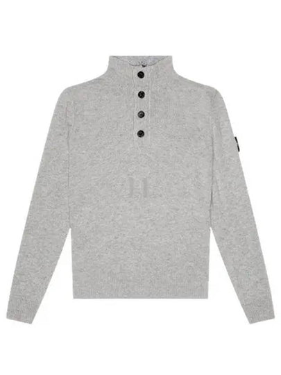 Wappen Patch Half Button Lambswool Knit Top Grey - STONE ISLAND - BALAAN 2