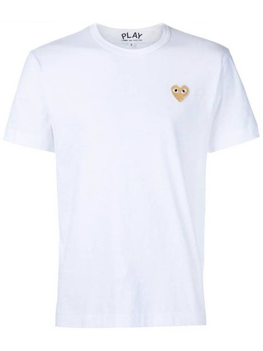 Small Gold Heart Wappen Short Sleeve T-Shirt White P1 T216 4 - COMME DES GARCONS - BALAAN 2