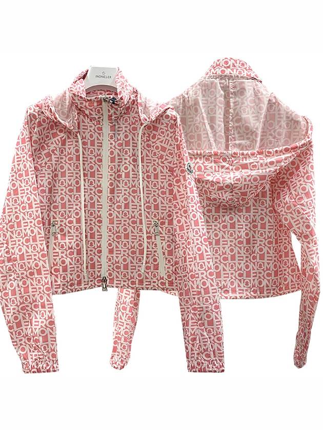 Women's Alose Logo Print Zip-up Jacket Pink White - MONCLER - BALAAN 2