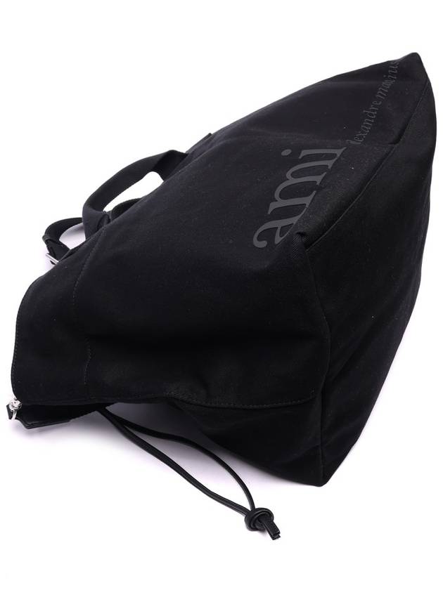 Men's Logo Print Tote Bag Black - AMI - BALAAN 6