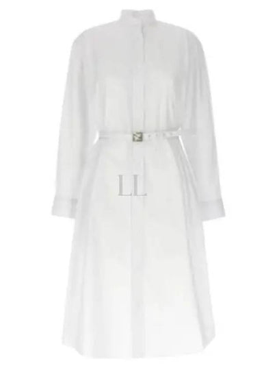 Cotton Poplin Midi Dress White - FENDI - BALAAN 2