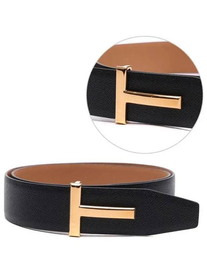 T Buckle Reversible Leather Belt Black - TOM FORD - BALAAN 2